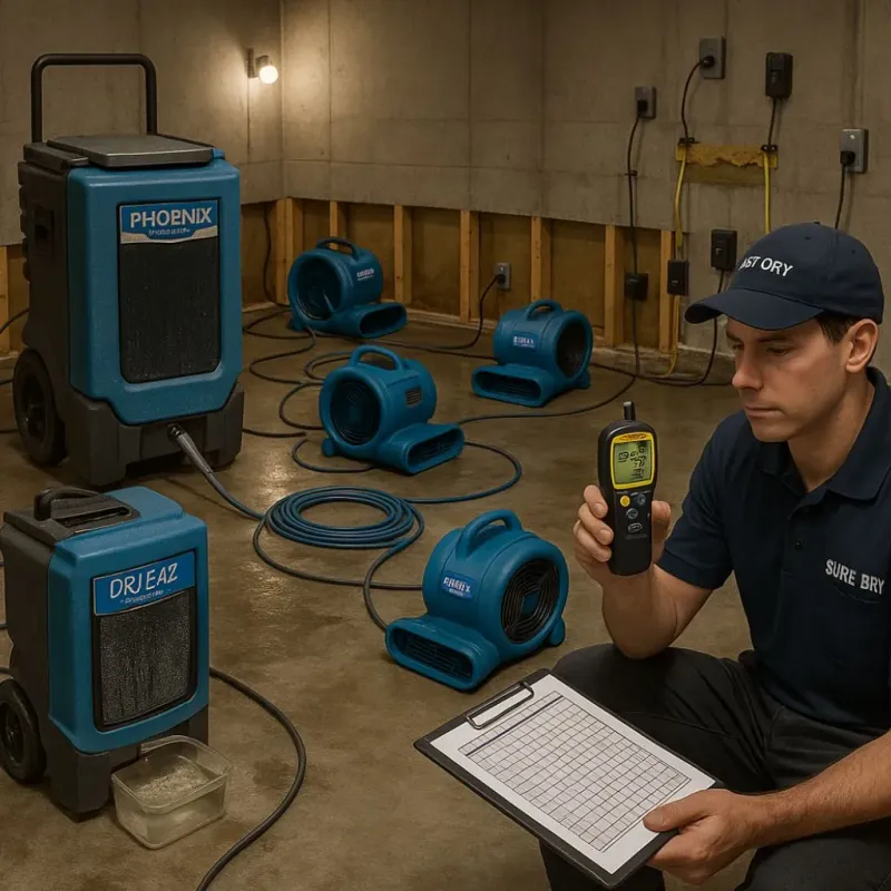 Structural Drying and Dehumidification process in Stallion Springs, CA